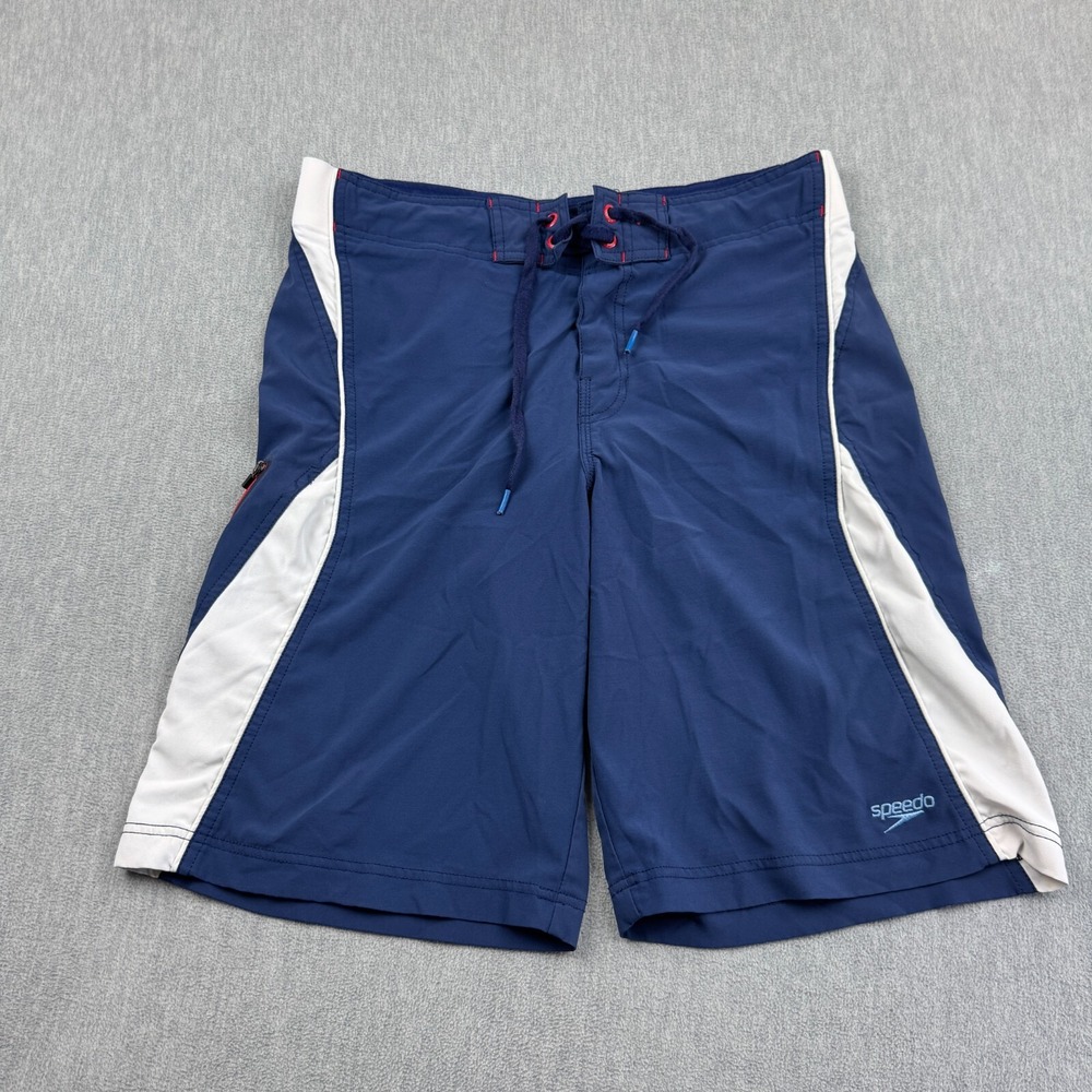 Speedo Shorts Men 34 Large Blue Nylon Boardshorts Swim Trunks Mesh Lined Surfing